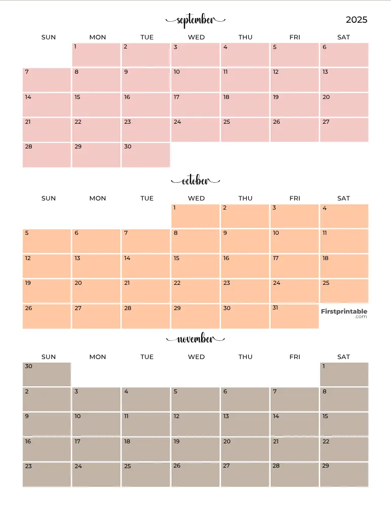 Printable Fall Calendar 2025 Template 05