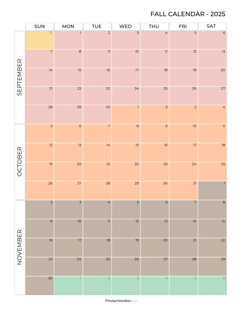 Printable Fall Calendar 2025 Template 07