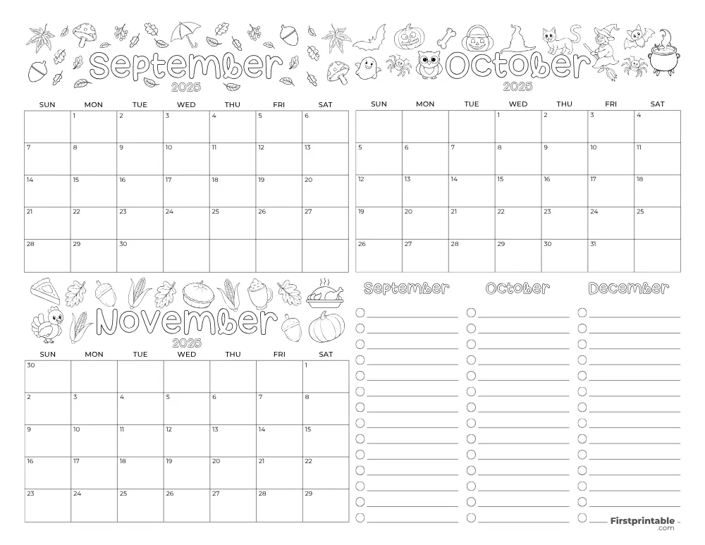 Printable Fall Calendar 2025 Template 11