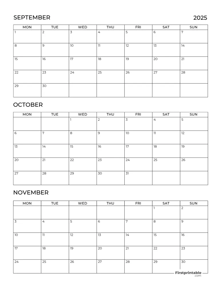 Printable Fall Calendar 2025 Template 13