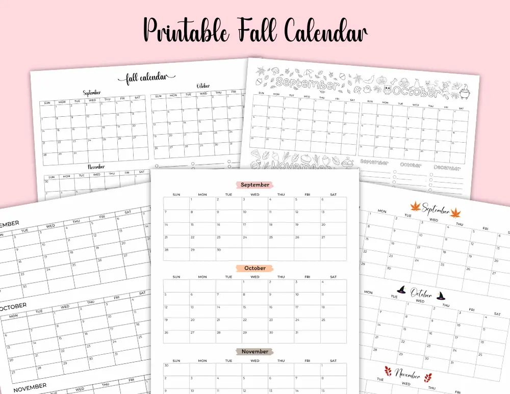 Printable Fall Calendar Printable Fall Calendar