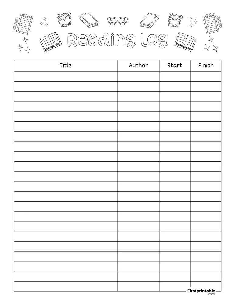 Printable Reading Log Template 02
