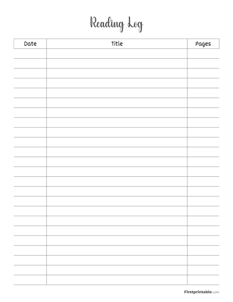 Printable Reading Log Template 09