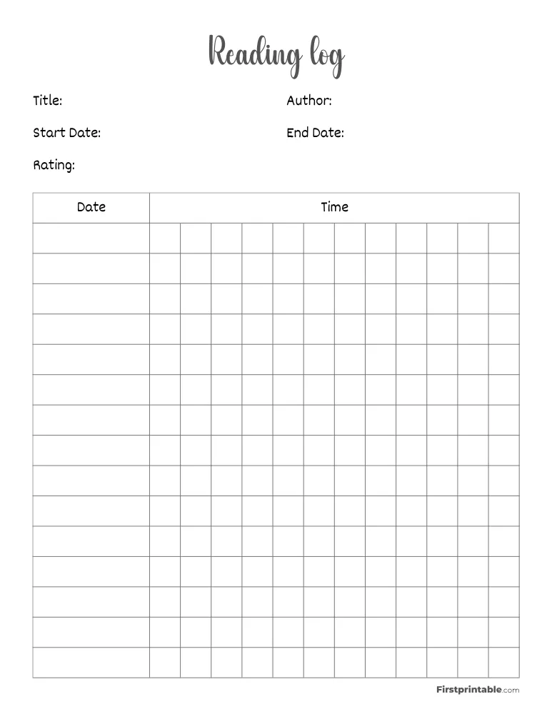 Printable Reading Log Template 17