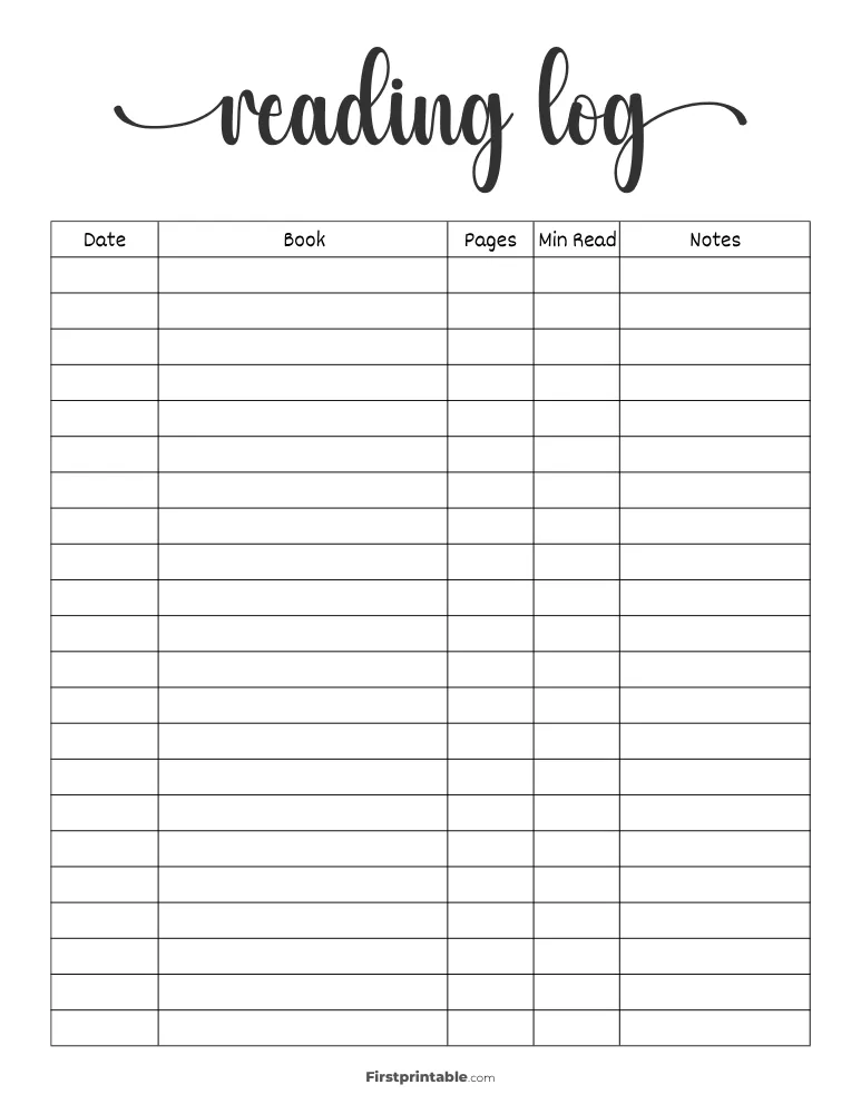 Printable Reading Log Template 19