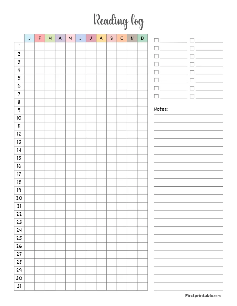 Printable Reading Log Template 21