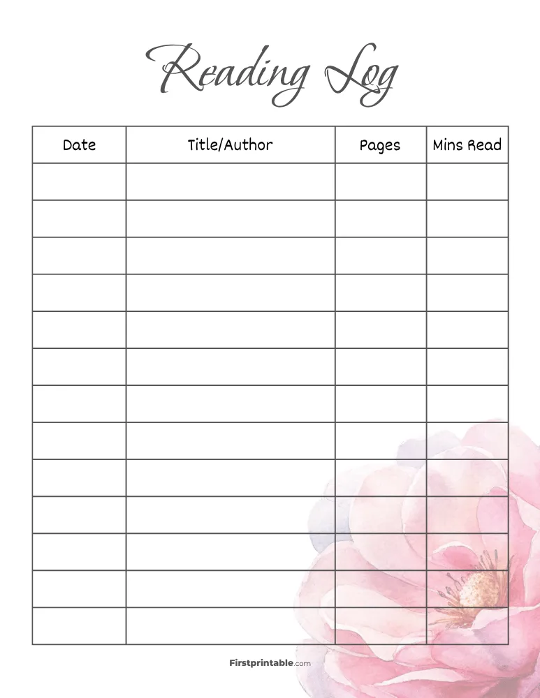Printable Reading Log Template 23