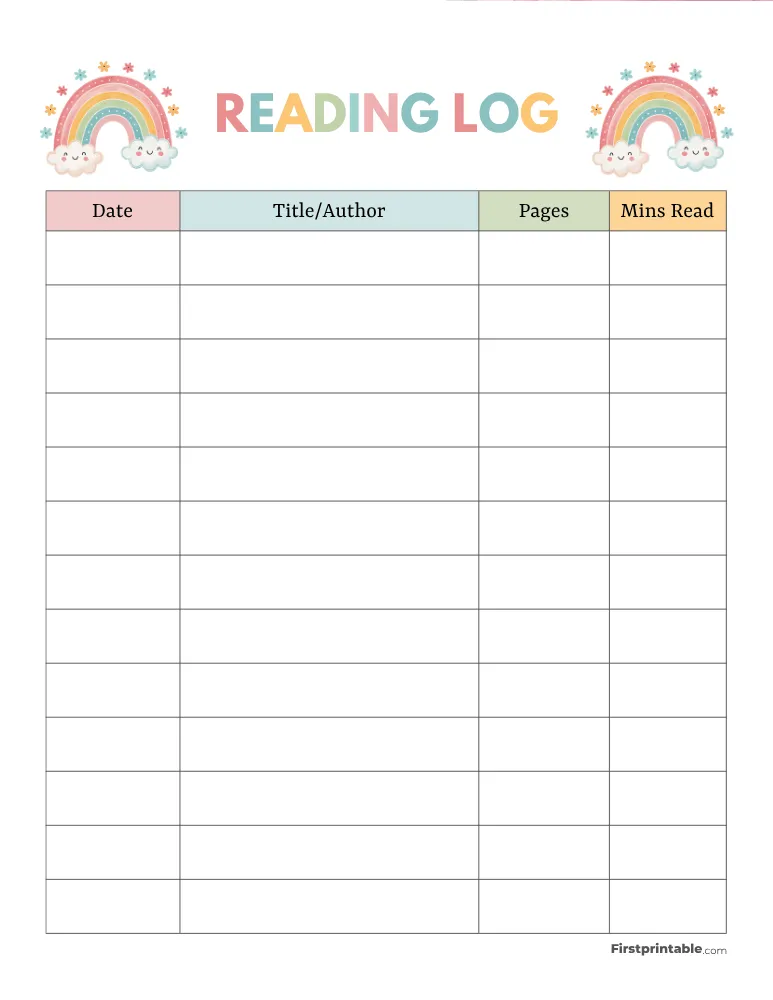 Printable Reading Log Template 24
