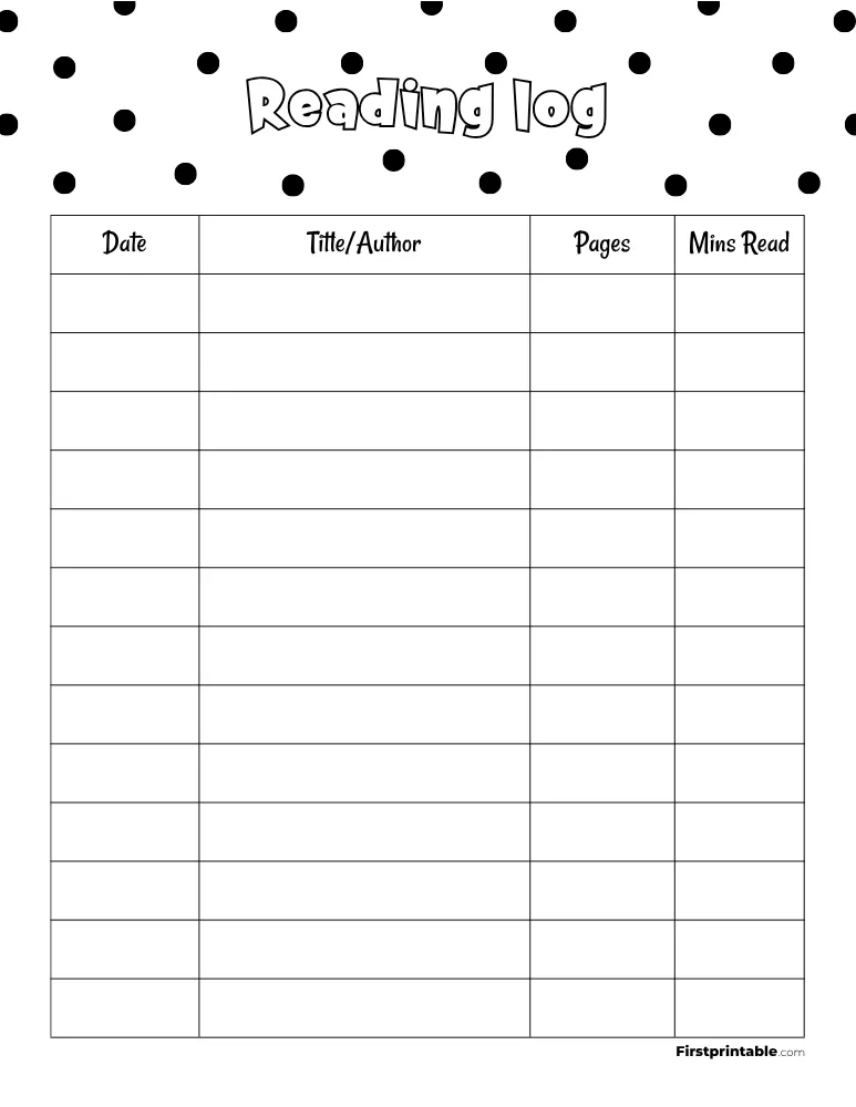 Printable Reading Log Template 25