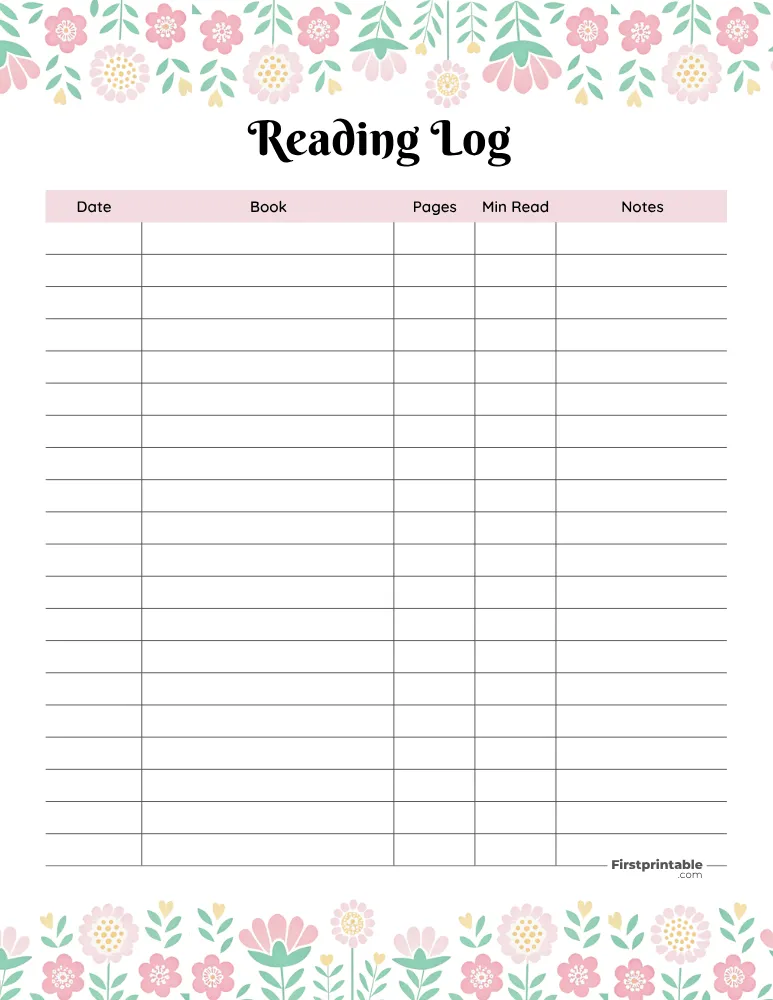 Printable Reading Log Template 27