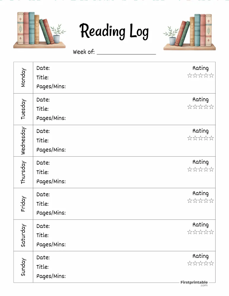 Printable Reading Log Template 28