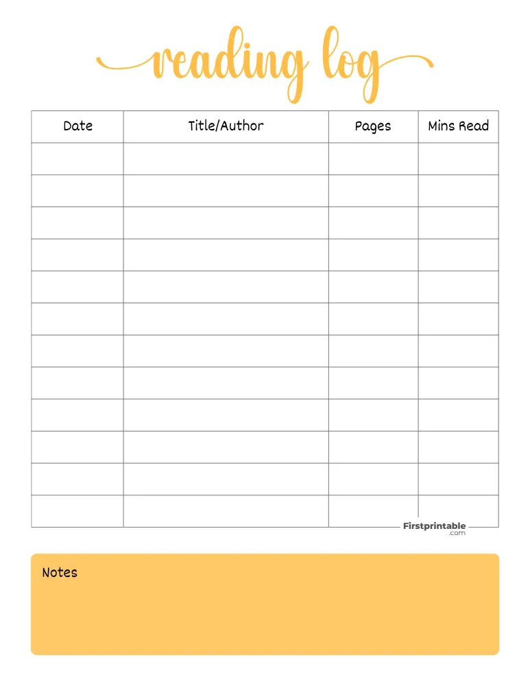 Printable Reading Log Template 32
