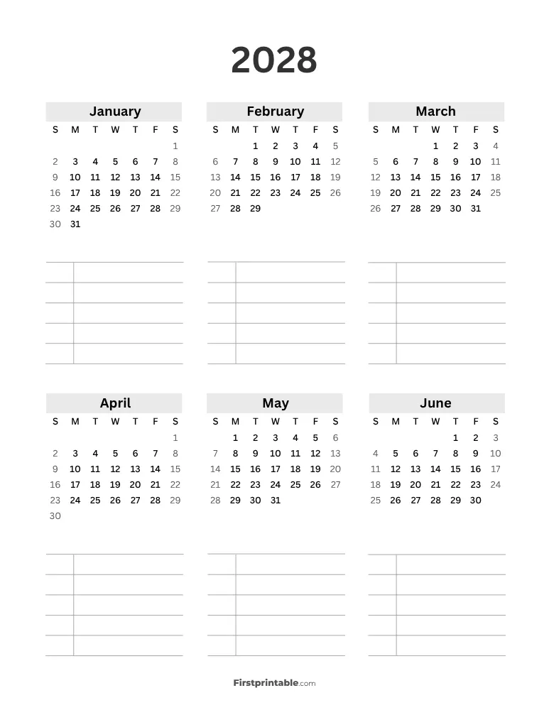 Yearly Planner 2028 Simple Page 01