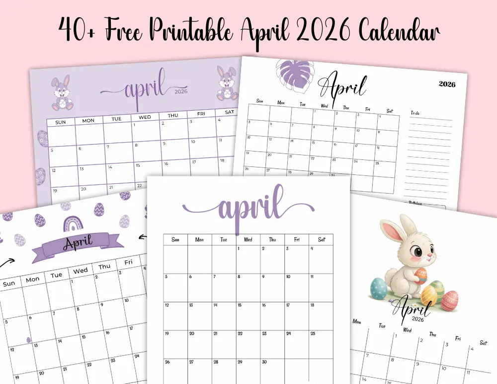 40+ Free Printable April 2026 Calendar 40+ Free Printable April 2026 Calendar