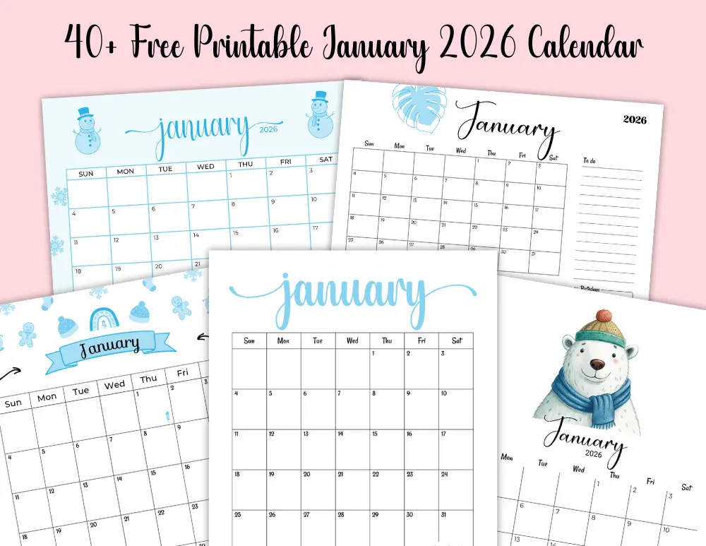 40+ Free Printable January 2026 Calendar 40+ Free Printable January 2026 Calendar