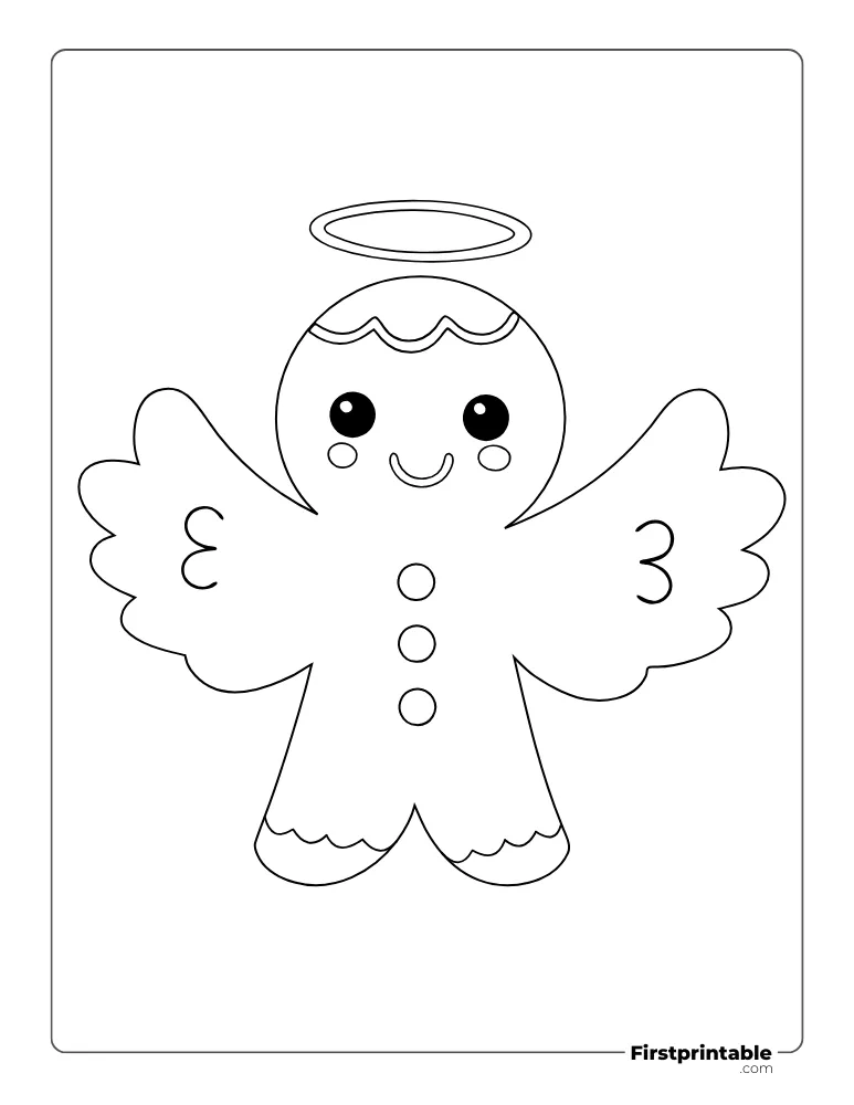 Angel - Gingerbread Man Template - Full Page Outline