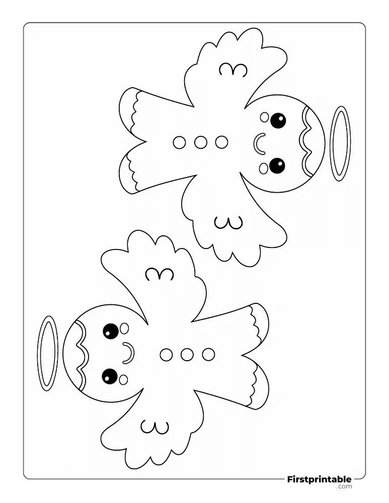 Angel - Gingerbread Man Template - Large Outline