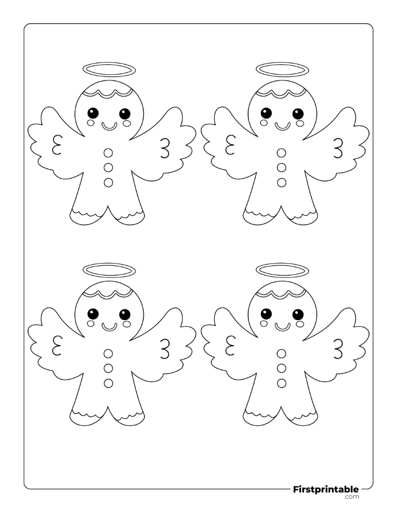 Angel - Gingerbread Man Template - Medium Outline