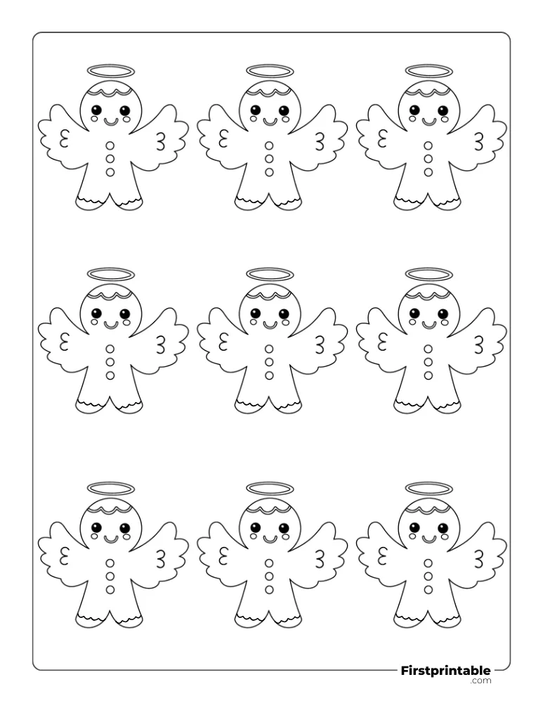 Angel - Gingerbread Man Template - Small Outline