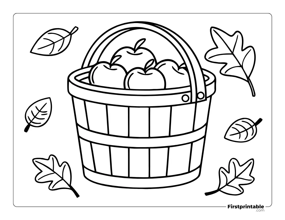 Apples in the Basket Coloring Page
