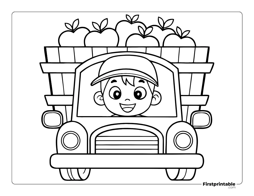 Truck Loaded with Apples Coloring Page