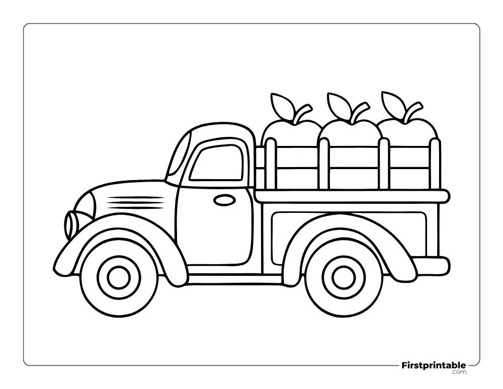 Truck Full of Apples Coloring Page for Kids