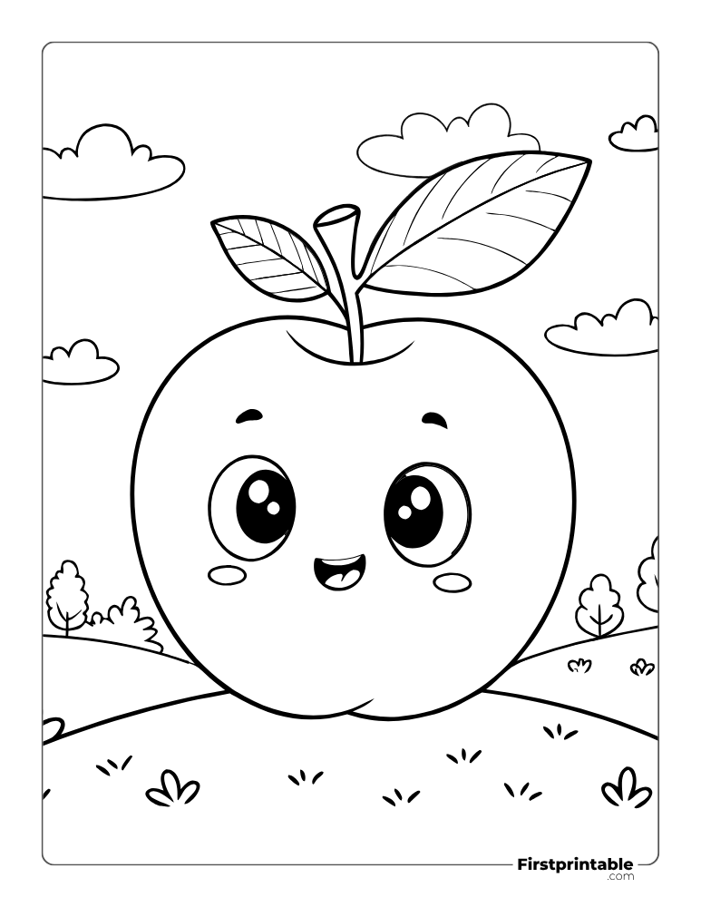 Cartoon Apple Coloring Page