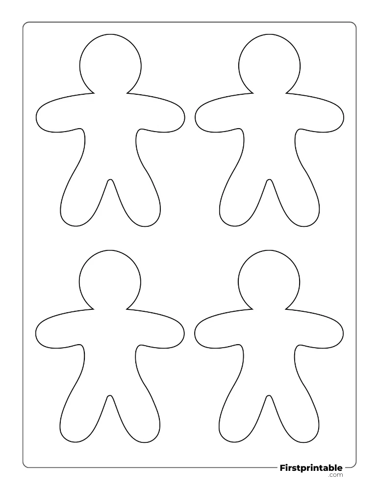 Blank Gingerbread Man Template - Medium Outline