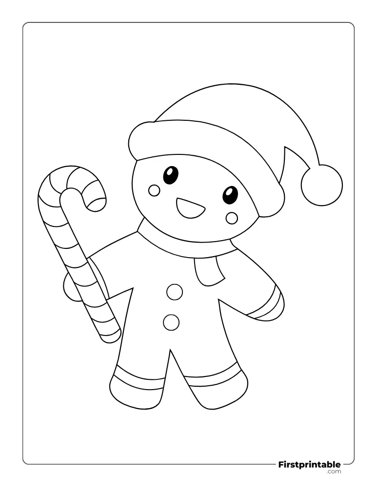 Christmas Gingerbread Man Template - Full Page Outline