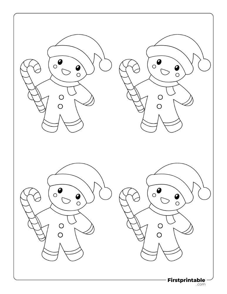 Christmas Gingerbread Man Template - Medium Outline