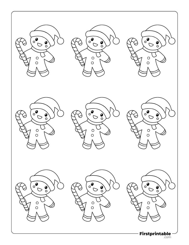 Christmas Gingerbread Man Template - Small Outline