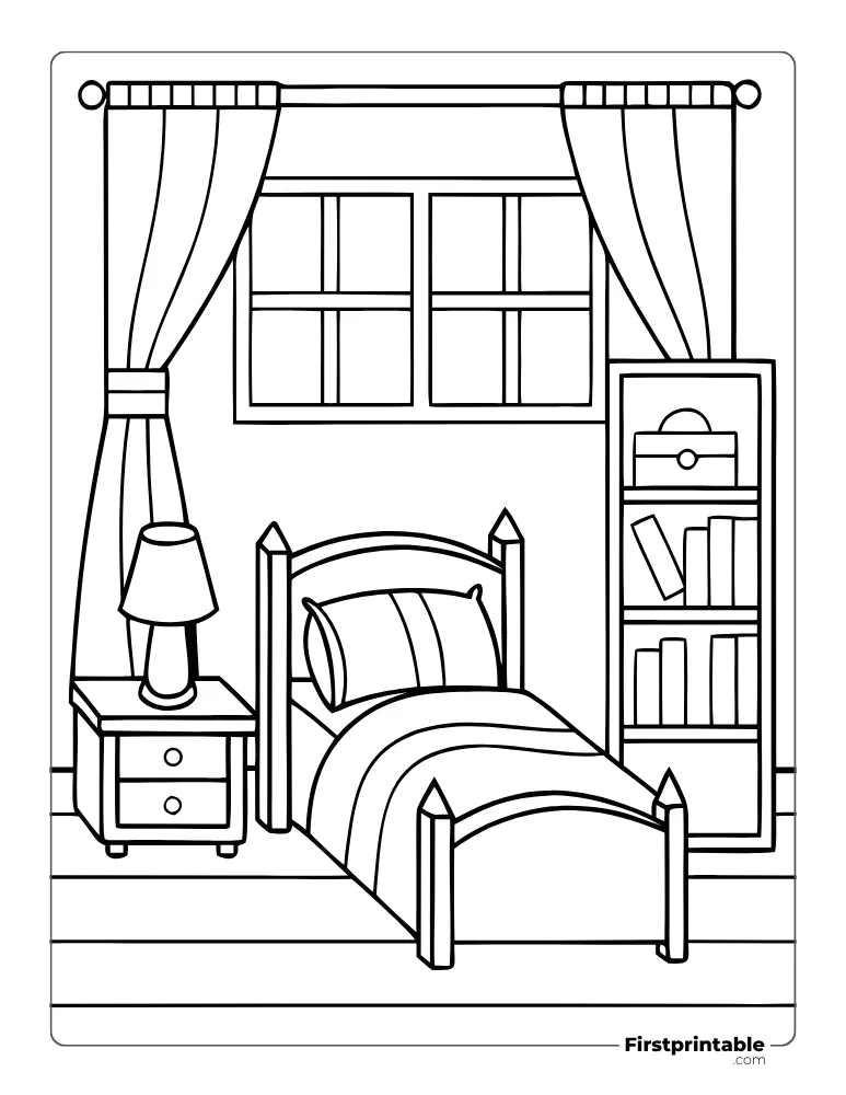 Cozy Bedroom Coloring Sheet