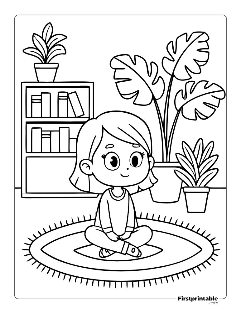 Little Girl in Living room to Color