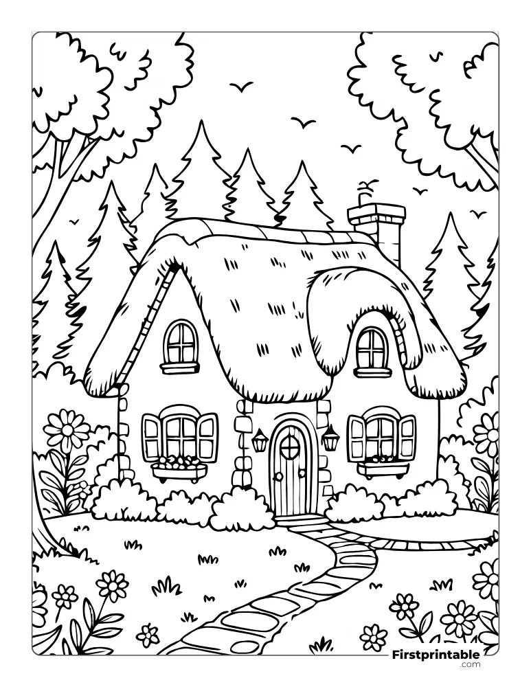 Cozy Cottage Coloring Page