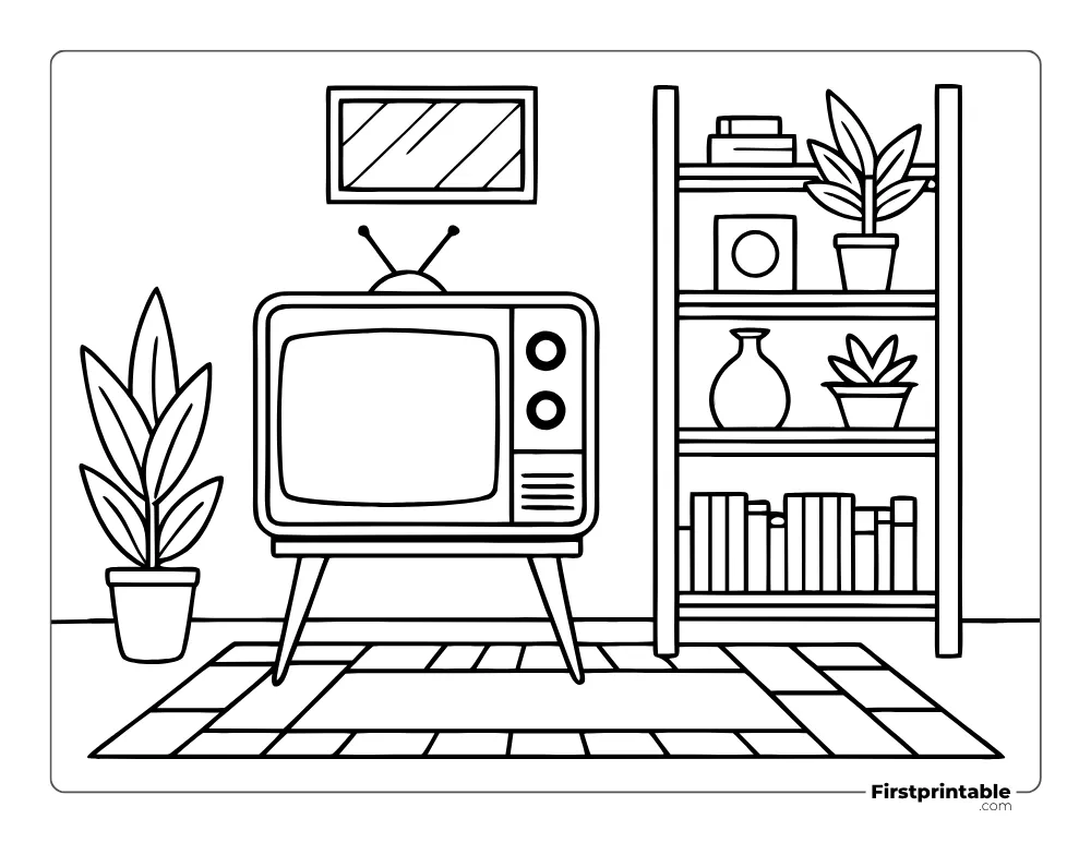 Cozy Family Room Coloring Page