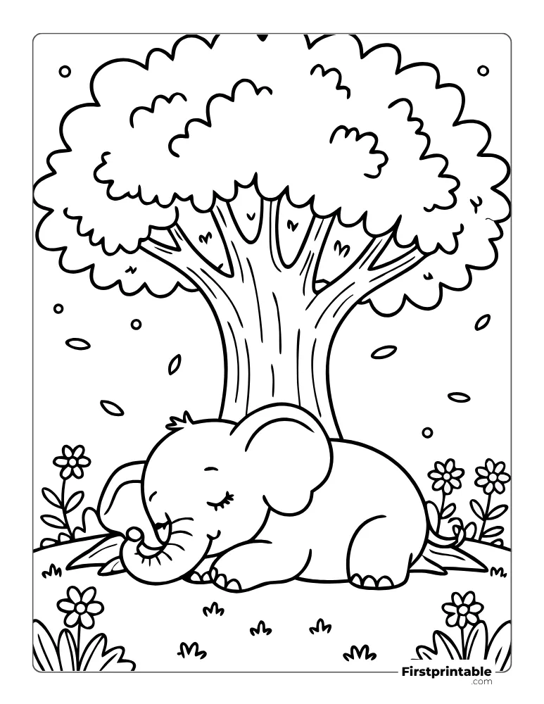 Cozy Elephant Coloring Page