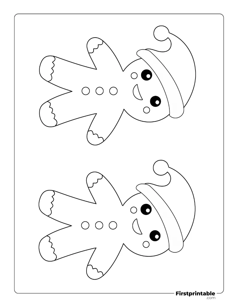 Cute Christmas Gingerbread Man Template - Large  Outline