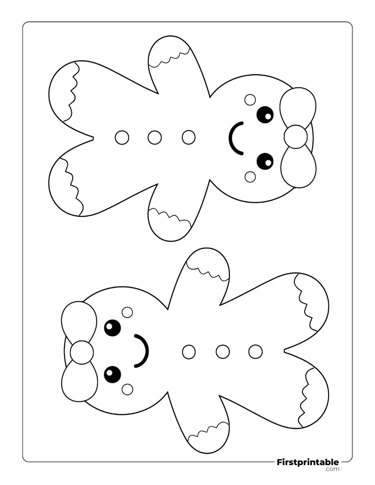Cute Gingerbread Woman Template - Large Outline