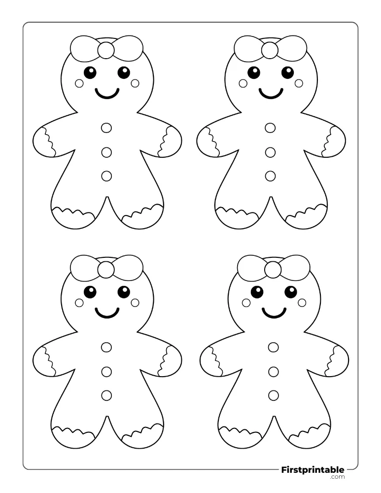 Cute Gingerbread Woman Template - Medium Outline
