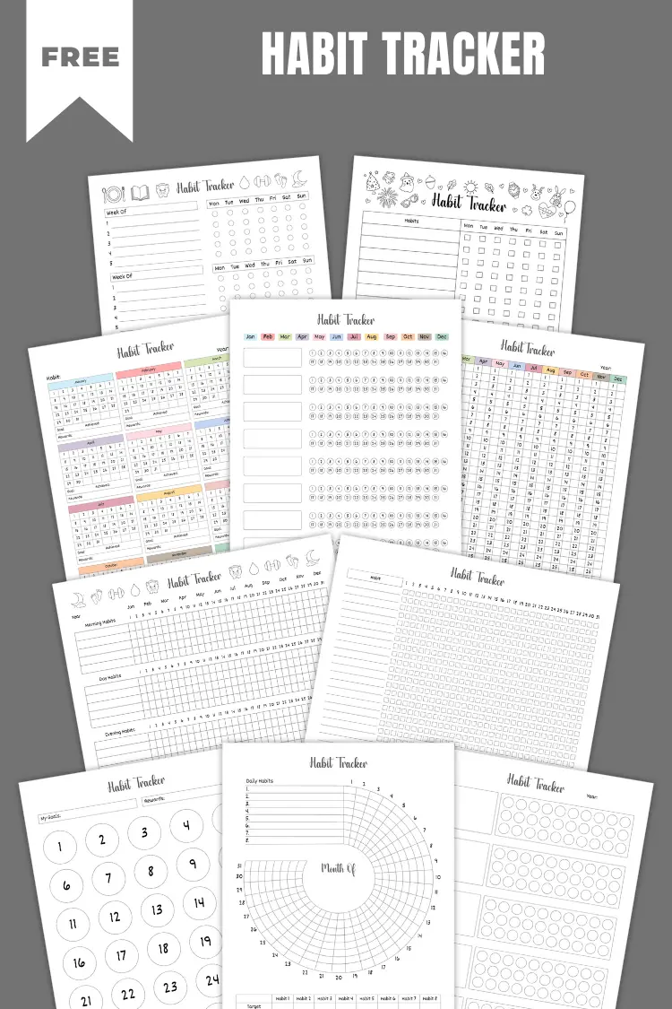 Printable Habit Trackers | 30 + Free PDF Templates