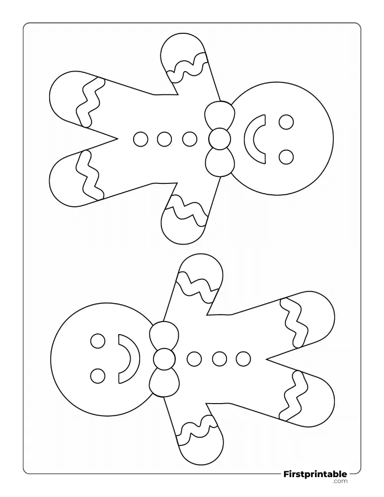 Gingerbread Man with Icing Template - Large Outline