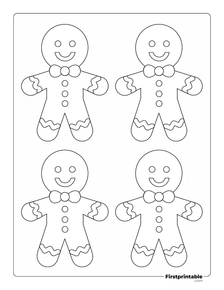 Gingerbread Man with Icing Template - Medium Outline