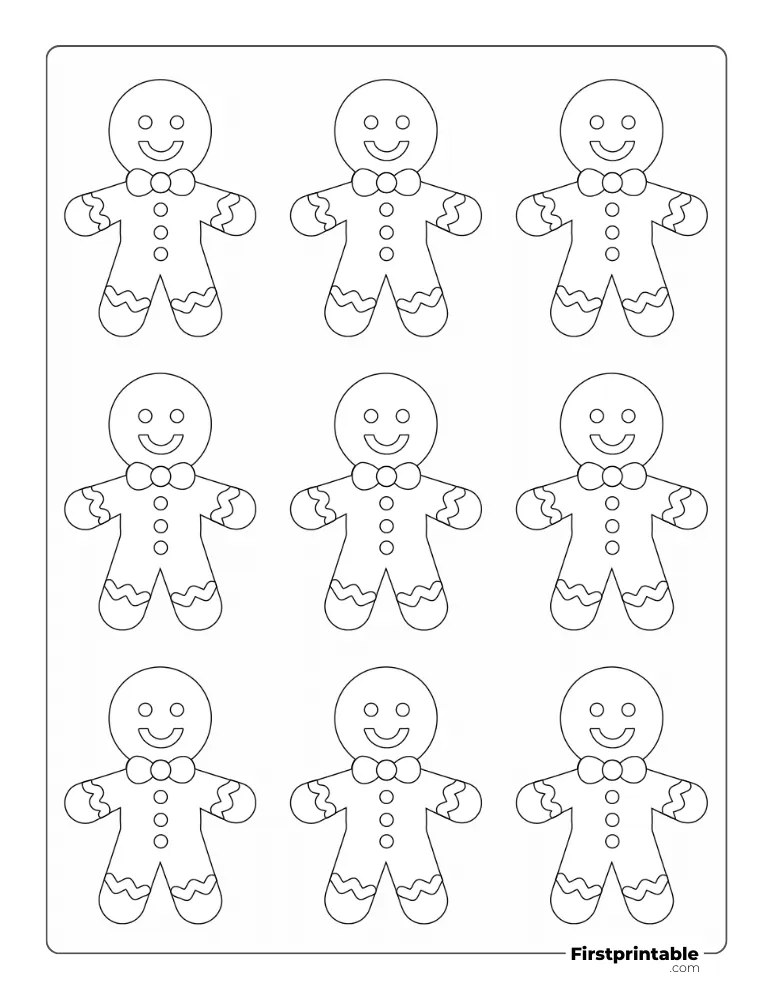 Gingerbread Man with Icing Template - Small Outline