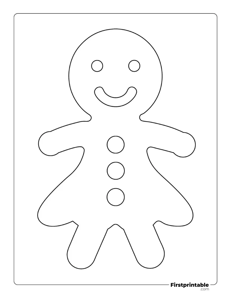Gingerbread Woman Template - Full Page Outline