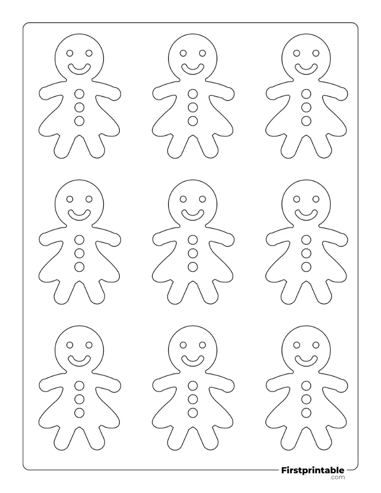 Gingerbread Woman Template - Small Outline