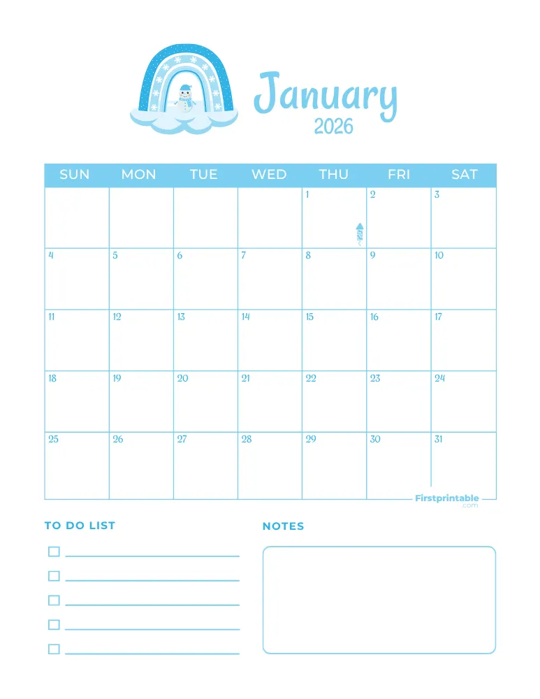 January Calendar 2026 Winter Template 02