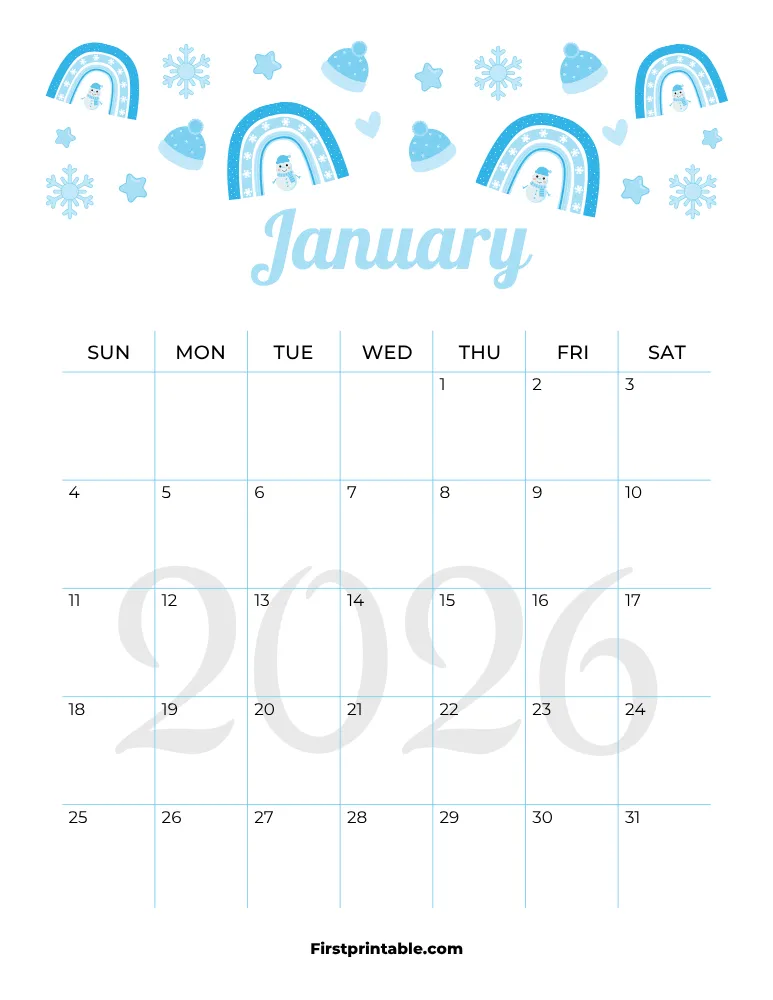 January Calendar 2026 Winter Template 06