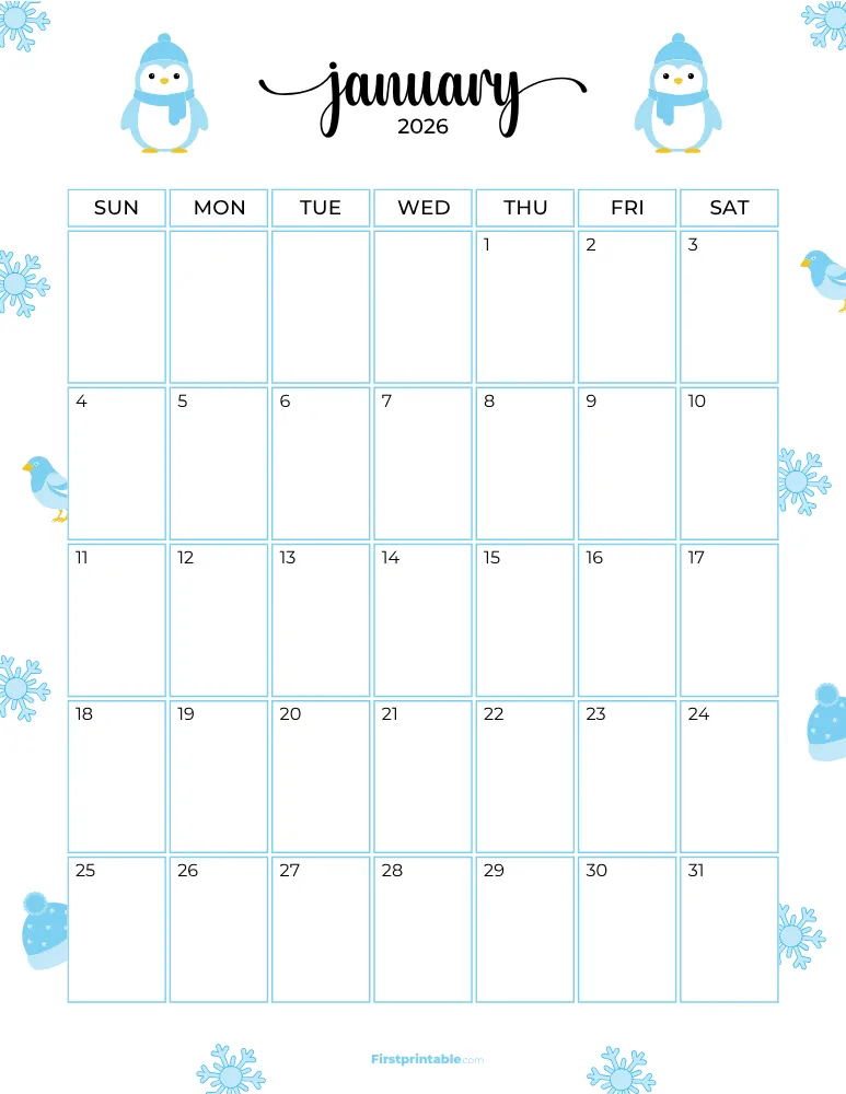 January Calendar 2026 Winter Template 09