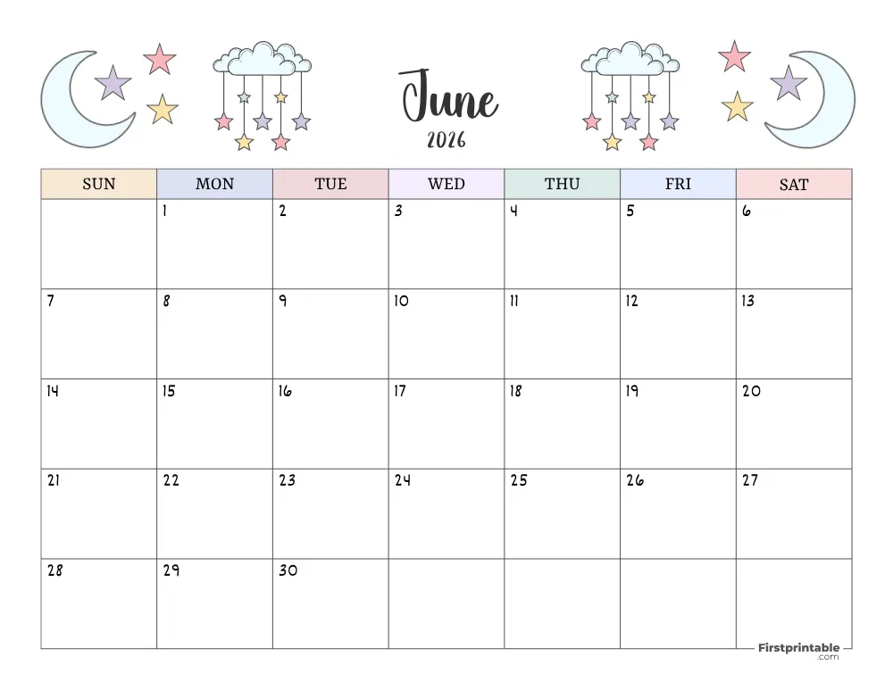 June 2026 Printable Calendar