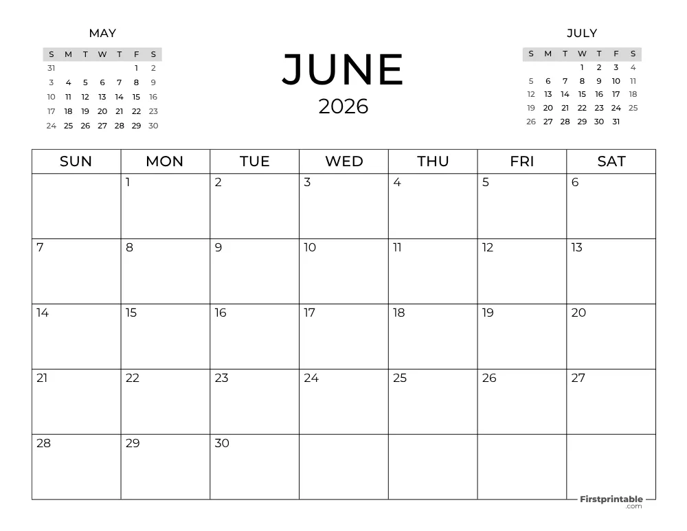June Calendar 2026